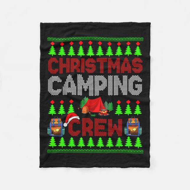 Christmas Camng Crew Xmas Sweater Santa Camper Cam Fleece Blanket (Front)