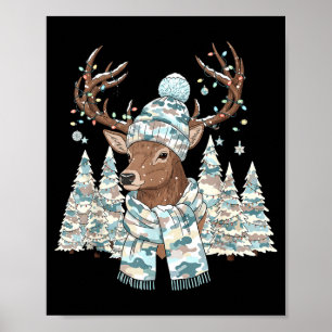 Christmas Camo Hunting Reindeer Pajamas With Deer Poster
