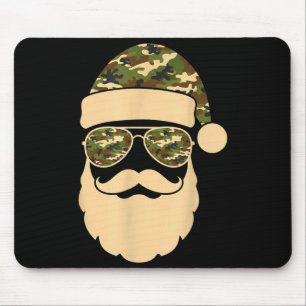 Christmas Camo Santa Sungles Hat Beard Cool Milita Mouse Mat