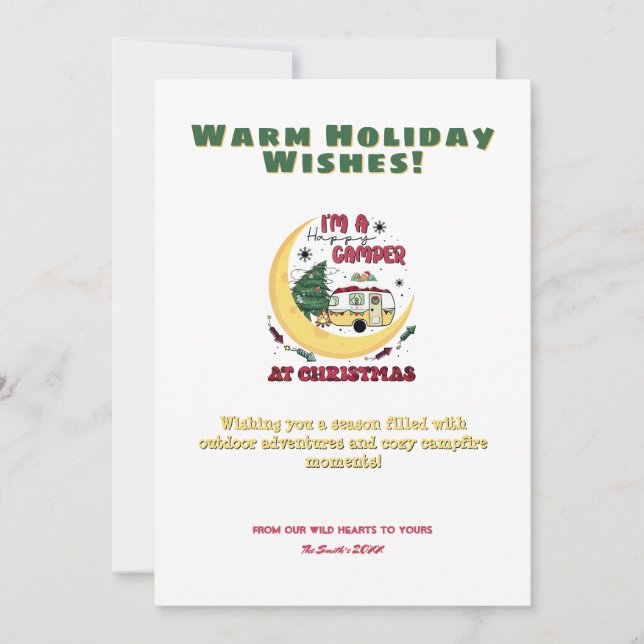 Christmas Camper Moon Camping Outdoor Adventure Holiday Card (Front)