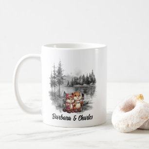 Christmas Campin Lake Woods Newlywed Couple Marmot Coffee Mug