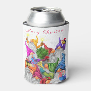 Christmas Can Cooler Happy Gnomes Party