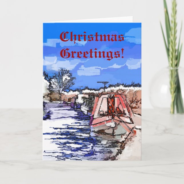 CHRISTMAS CANAL BOATS HOLIDAY CARD (Front)