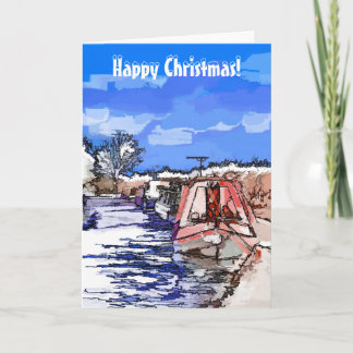 CHRISTMAS CANAL BOATS HOLIDAY CARD