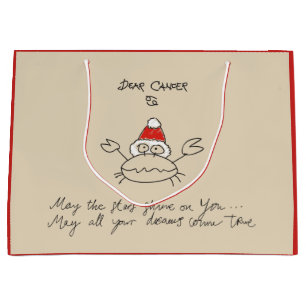 Christmas Cancer Astrology Horoscope Red Elegant Large Gift Bag