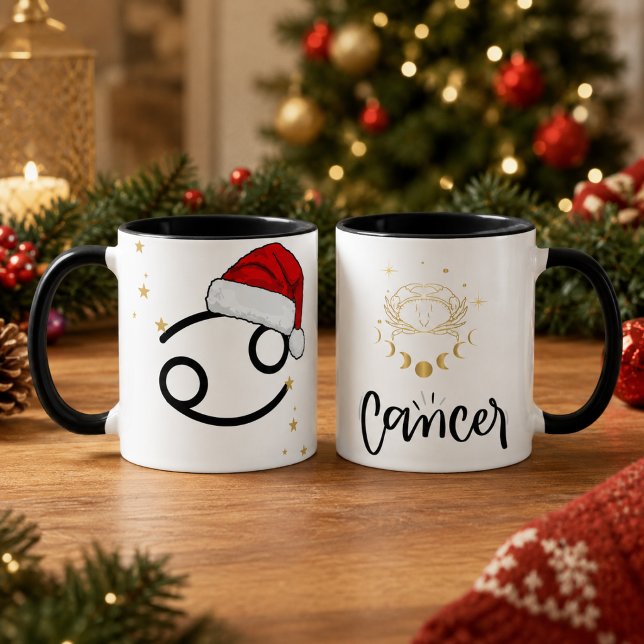 Christmas Cancer Zodiac Santa Hat Mug (Creator Uploaded)