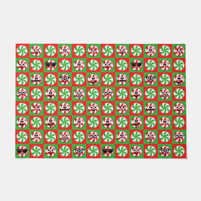 Christmas Candies Faces Doormat (Front)