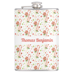 Christmas Candies Pattern Personalised Flask