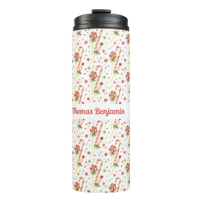 Christmas Candies Pattern Personalised Tumbler (Front)
