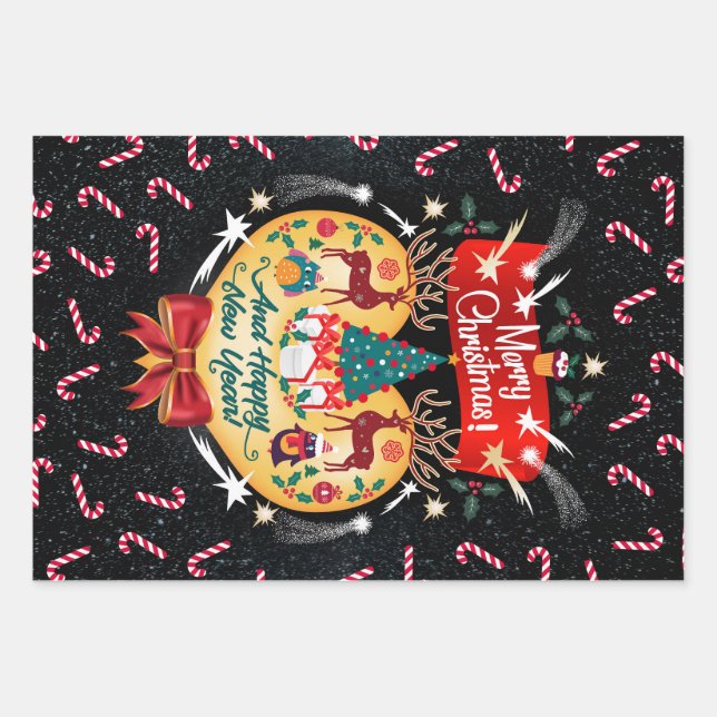 Christmas Candies Wrapping Paper Sheet (Front)