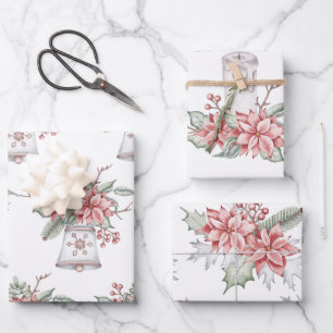 Christmas Candle and Bell Wrapping Paper Sheet