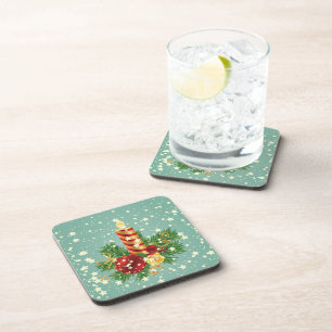Christmas Candle And Snowflakes Coaster