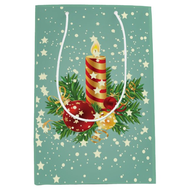 Christmas Candle And Snowflakes Medium Gift Bag (Front)