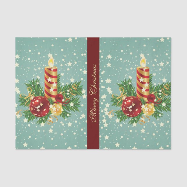 Christmas Candle And Snowflakes Tissue Paper (Front)