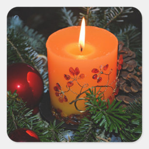 Christmas Candle Arrangement Square Sticker