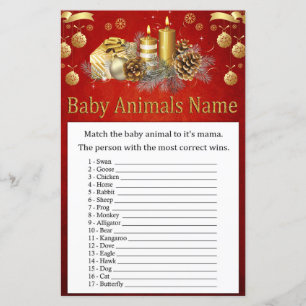Christmas Candle Baby Animal Name Game baby shower