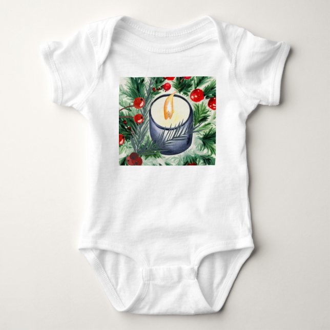 Christmas Candle Baby Bodysuit (Front)