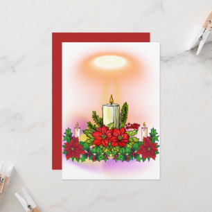 Christmas Candle Card with Poinsettia