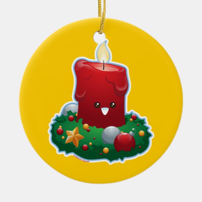 Christmas Candle Ceramic Tree Decoration (Front)