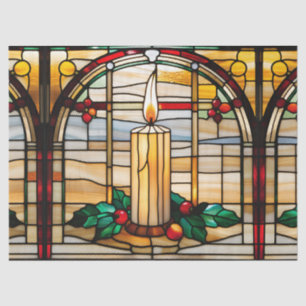 Christmas Candle Faux Stained Glass for Decoupage Tissue Paper