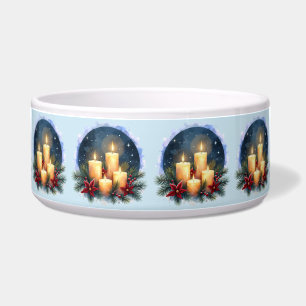 Christmas Candle Glow with Poinsettias