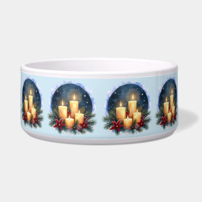 Christmas Candle Glow with Poinsettias (Front)