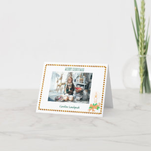 Christmas Candle & Gold Dots with Photo Holiday Card