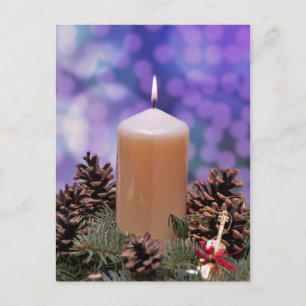Christmas candle holiday postcard