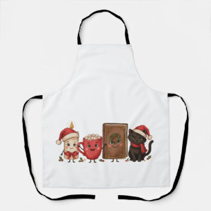Christmas Candle Hot Cocoa Book Black Cat Santa Apron
