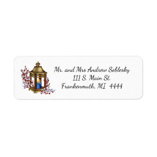 Christmas Candle Lamp Return Address Label
