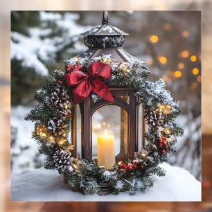 Christmas Candle Lantern Window Cling