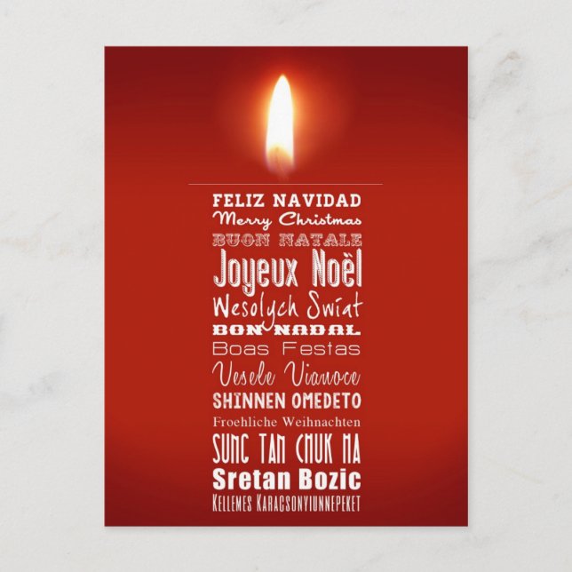 Christmas candle light holiday postcard (Front)