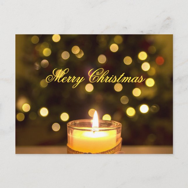 Christmas Candle Message Mail To Address Holiday Postcard (Front)