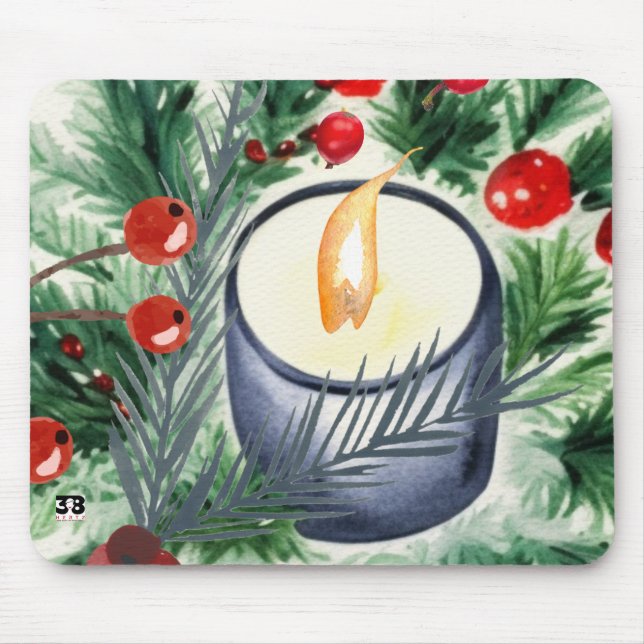 Christmas Candle Mouse Mat (Front)