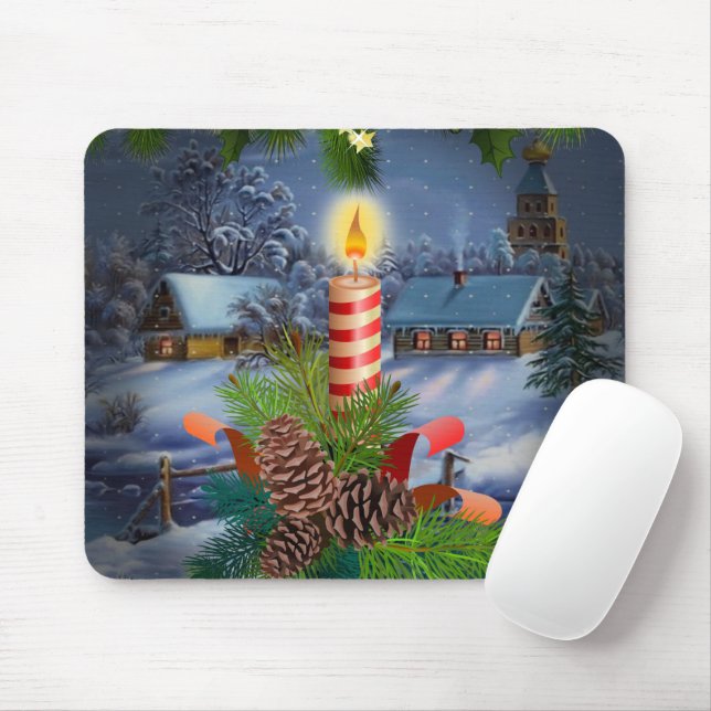 Christmas candle mouse mat (With Mouse)