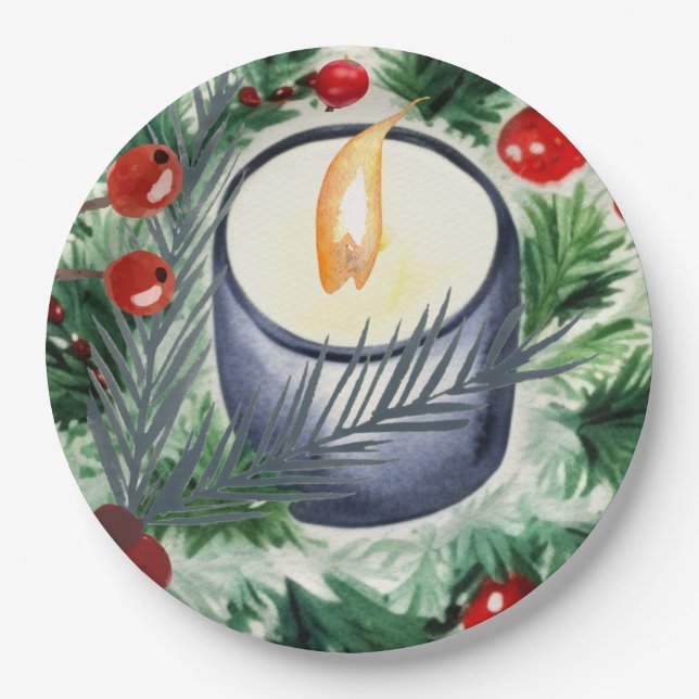 Christmas Candle Paper Plate (Front)