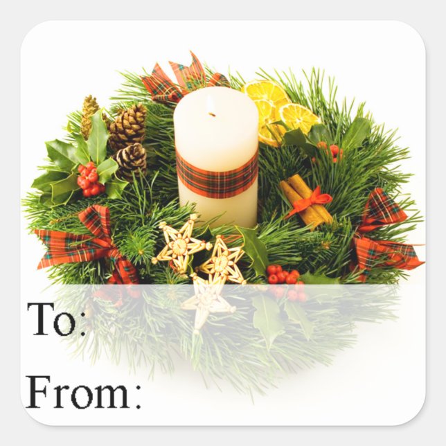 Christmas Candle Ring Gift Tag (Front)