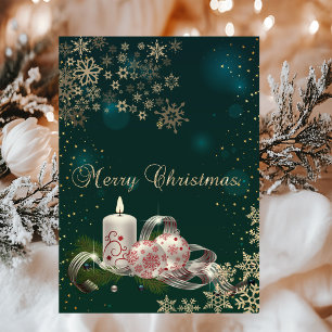 Christmas Candle ,Snowflakes,Green Christmas