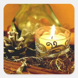Christmas candle square sticker