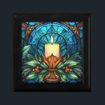 Christmas Candle Stained Glass Gift Box<br><div class="desc">Elegant beauty to grace your home for the holidays. This festive design will brighten up any room and would make a cute gift!</div>