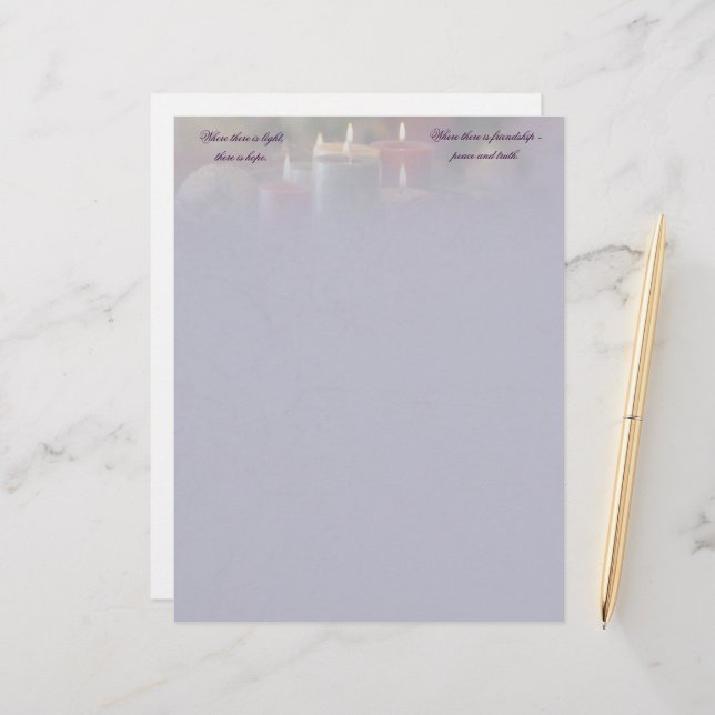 Christmas Candle Stationery (Front/Back In Situ)