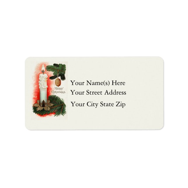 Christmas Candle Vintage Address Label (Front)