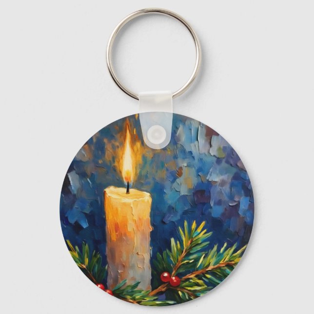 Christmas Candle with Pine Key Ring (Front)