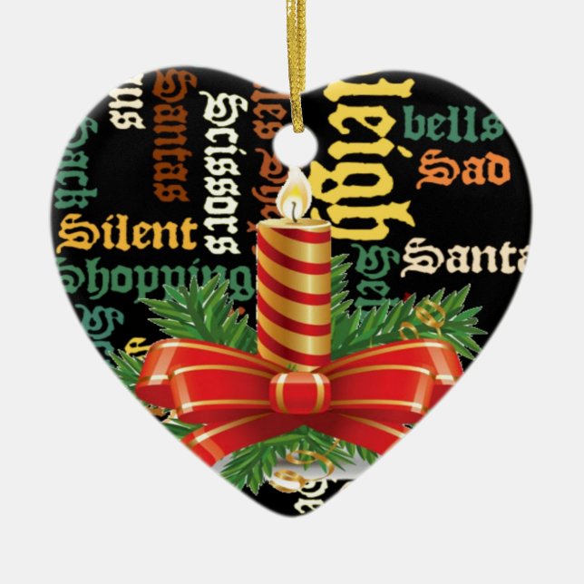 Christmas Candle Word Art Collection Ceramic Tree Decoration (Front)