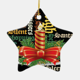 Christmas Candle Word Art Collection Ceramic Tree Decoration