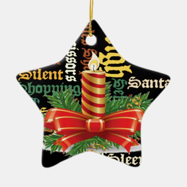 Christmas Candle Word Art Collection Ceramic Tree Decoration (Front)