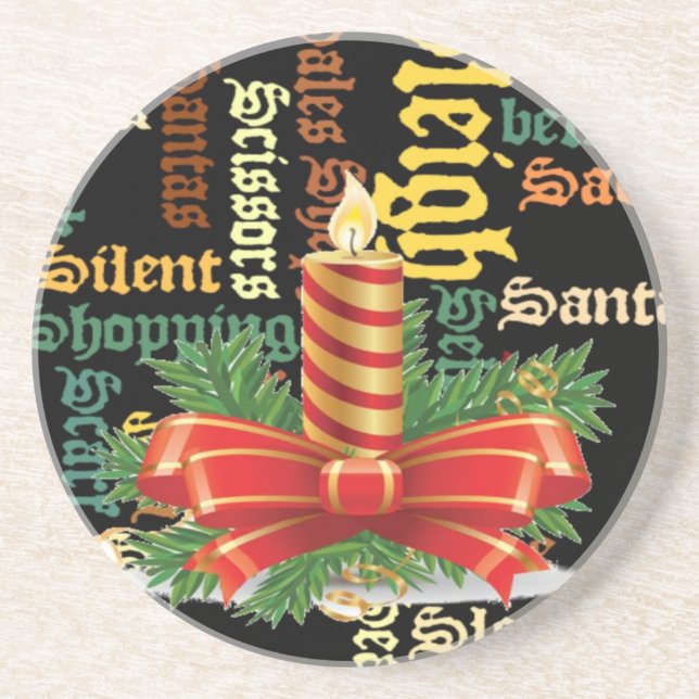 Christmas Candle Word Art Collection Coaster (Front)