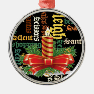 Christmas Candle Word Art Collection Metal Tree Decoration