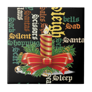 Christmas Candle Word Art Collection Tile