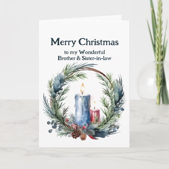 Christmas Candle Wreath  Brother & Sister-in-law  Card (Front)